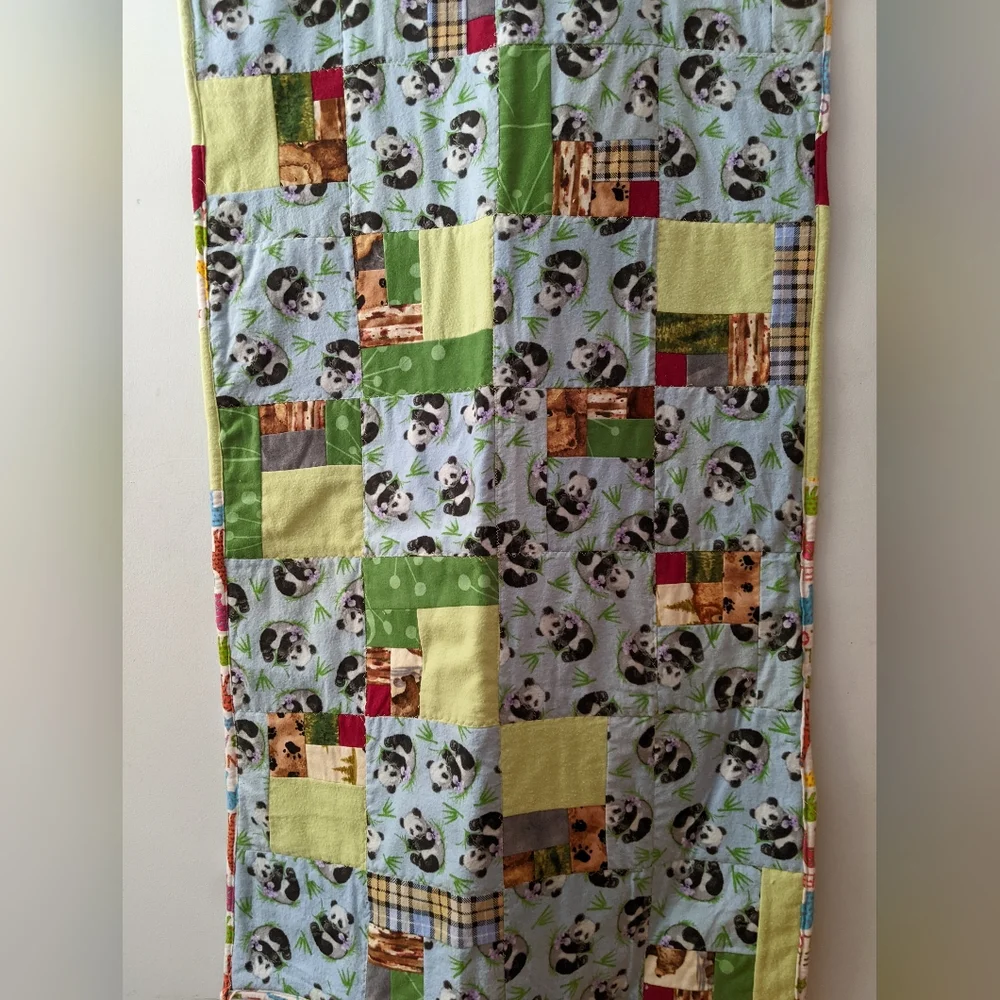 Soft Panda/Bear/Animal Flannel Baby Quilt, Bed or Tummy Time